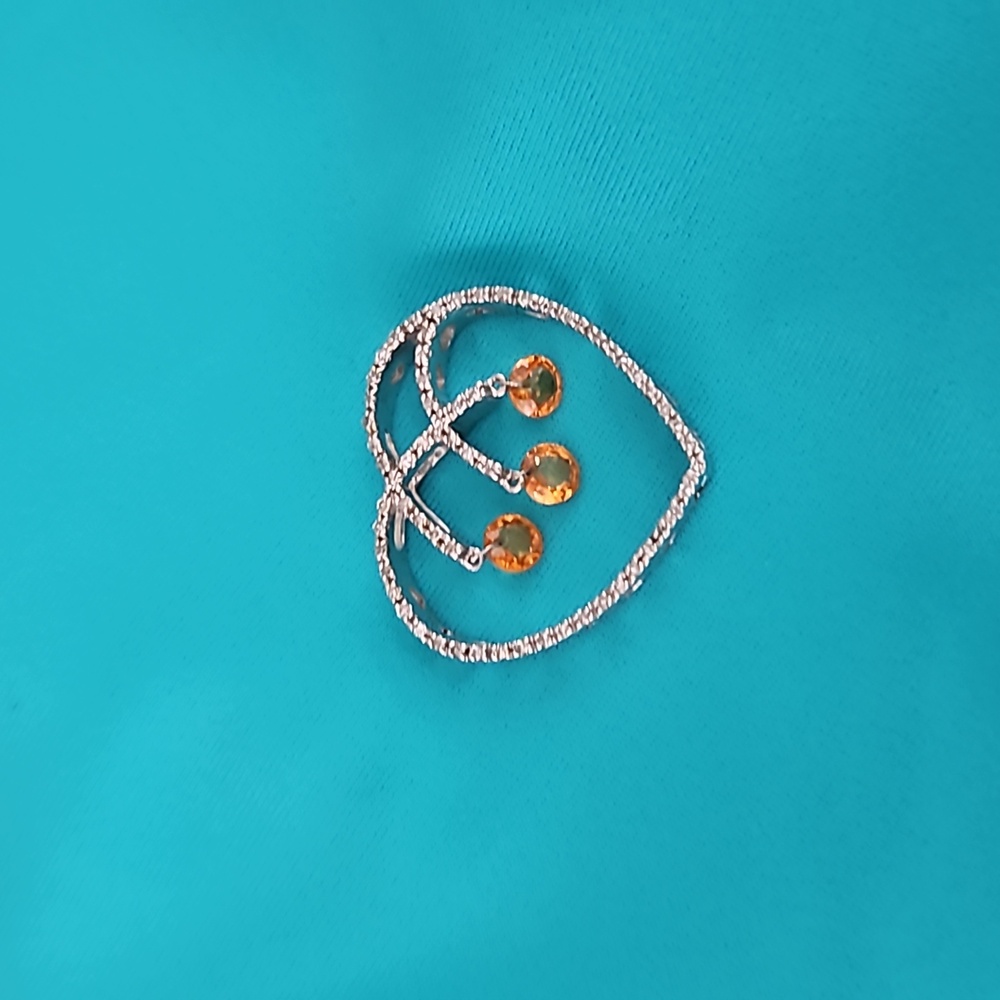 14kt White Gold Diamond & Fire Opal Pendant